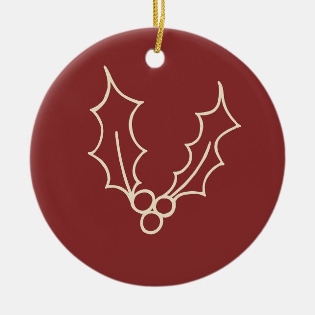 Simply Christmas Collection - Holly Ceramic Tree Decoration (Front)