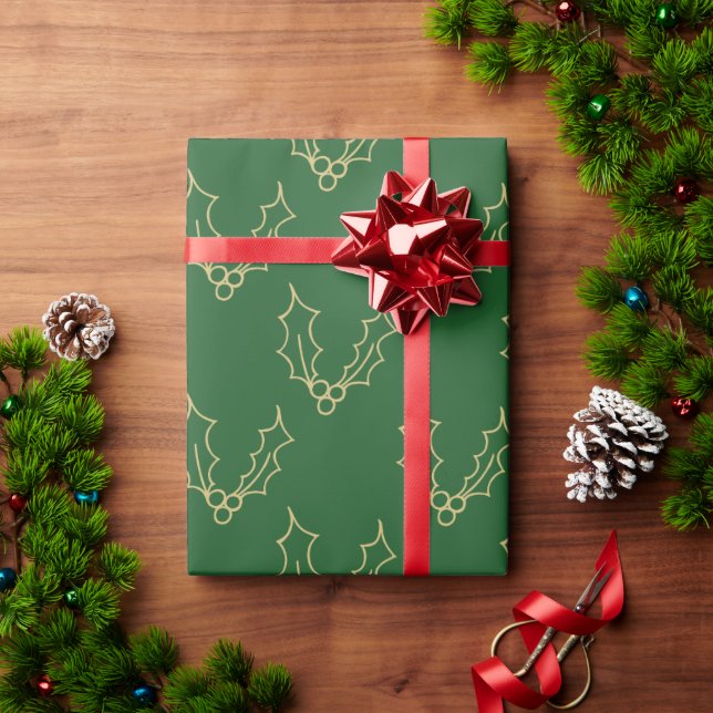 Simply Christmas Collection - Holly Wrapping Paper (Holiday Gift)