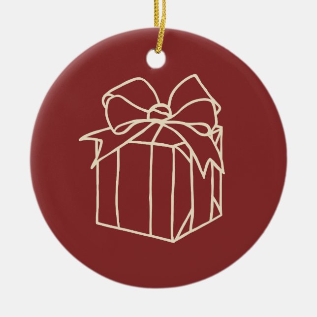 Simply Christmas Collection - Present Ceramic Tree Decoration (Front)