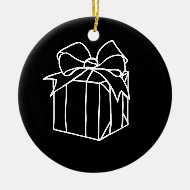 Simply Christmas Collection - Present  Ceramic Tree Decoration (Front)