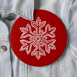Simply Christmas Collection Red & White Snowflake 6 Cm Round Badge