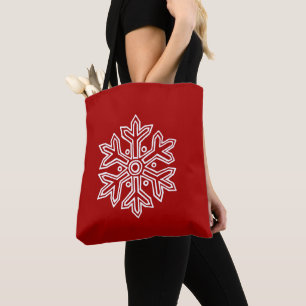 Simply Christmas Collection Red & White Snowflake Tote Bag