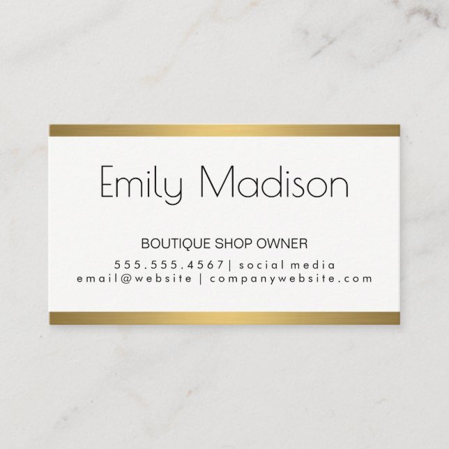 Simply Classic and Elegant / Gold Luxury Metal Tri Business Card (Front)
