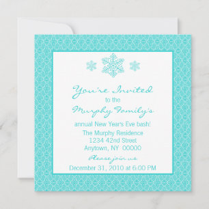 Simply Classic Damask Snowflakes Christmas Invite
