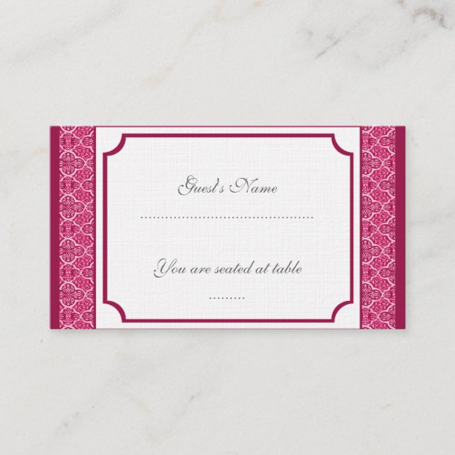 Simply Classic Damask Wedding Placecard (Front)
