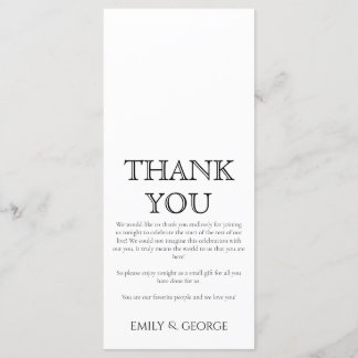 Simply Classic Wedding Menu & Thank You Card