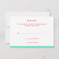 Simply colour border red teal wedding rsvp respons
