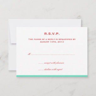 Simply colour border red teal wedding rsvp respons card