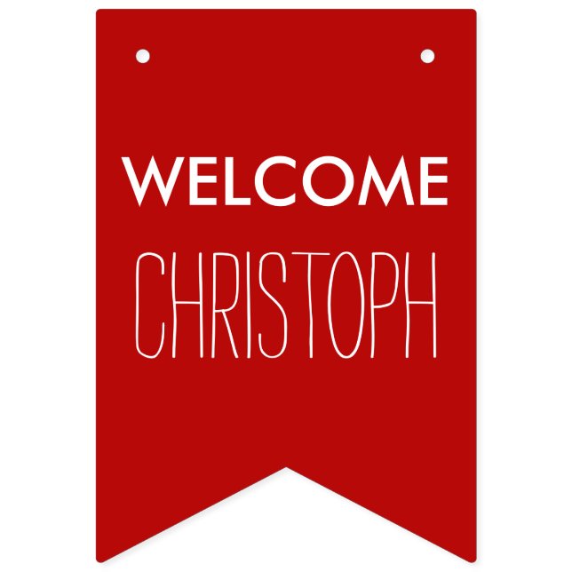 Simply colours & your Text: WELCOME "NAME" Bunting (First Flag)