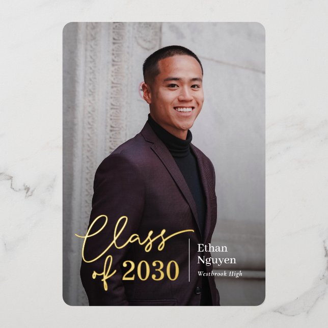 Simply Confident Foil Graduation Invitation (Front)