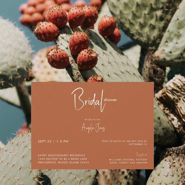 Simply Contemporary Terracotta Bridal Shower Invitation (Creator Uploaded)