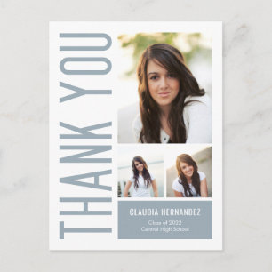 Simply Cool Editable Colour Graduation Thank You P Postcard