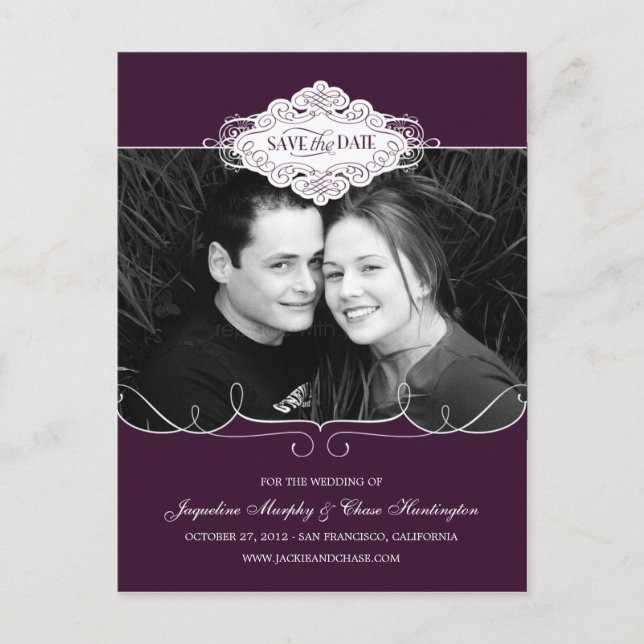 Simply Couture Save The Date Postcard - Purple (Front)