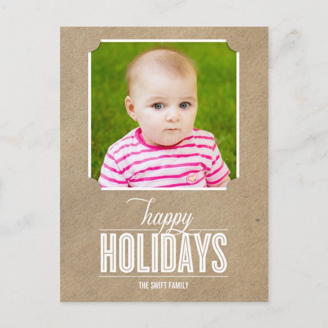 Simply Crafted Holiday Photo Card Postcard (Front)