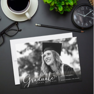 Simply Cursive Text Photo Graduation Announcement
