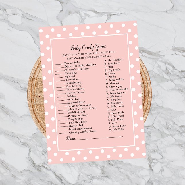 Simply Cute Pink Bow Baby Candy Shower Game Invitation (Creator Uploaded)