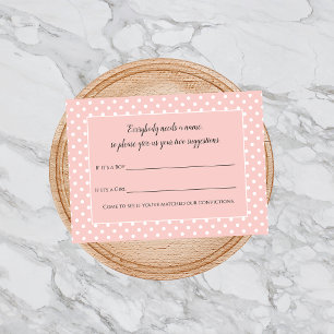 Simply Cute Pink Bow Baby Name Suggestion Game Enclosure Card