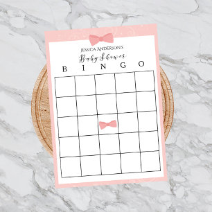 Simply Cute Pink Bow Baby Shower Bingo Game