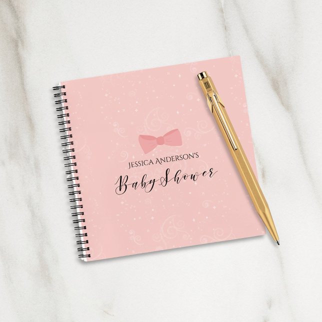 Simply Cute Pink Bow Baby Shower Guestbook Notebook (Creator Uploaded)