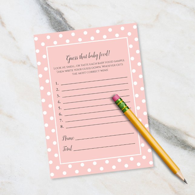 Simply Cute Pink Bow Guess That Baby Food Game Invitation (Creator Uploaded)