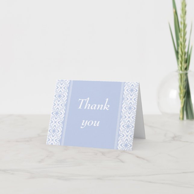 Simply Dazzling Damask  Thank You Card, Light Blue (Front)