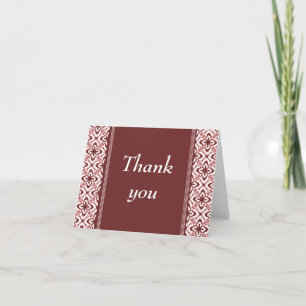 Simply Dazzling Damask Thank You Card, Maroon Card