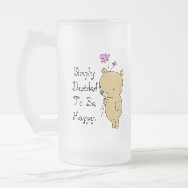Simply Decided To Be Happy Frosted Glass Mug (Left)