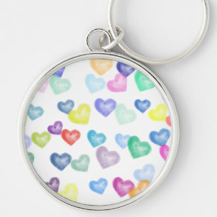 Simply Delightful Rainbow of Hearts on a Key Ring