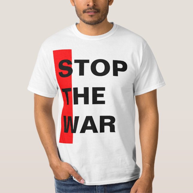 Simply design "rectangle red STOP THE WAR" T-Shirt (Front)