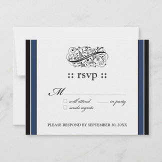 Simply Elegant 4.25x5.5" Blue/Black Response Card