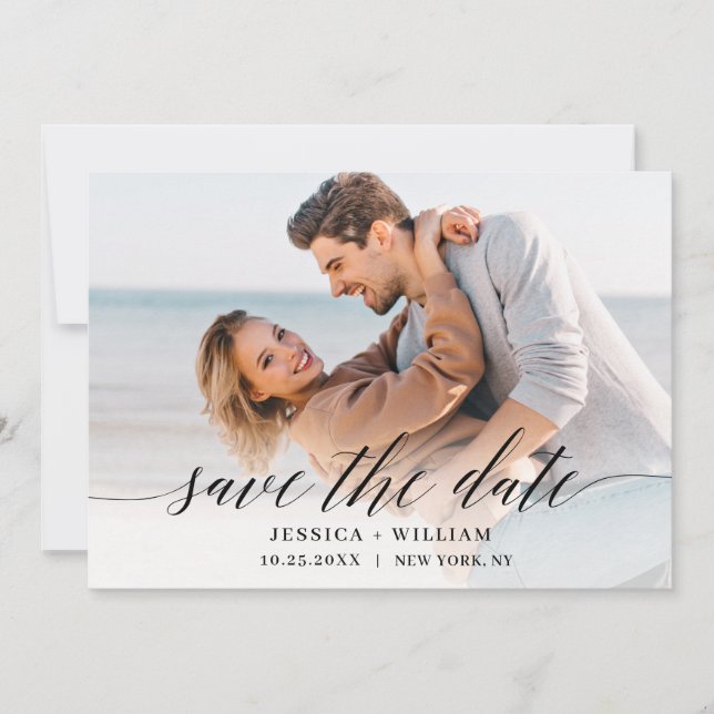 Simply Elegant 4 Photo Wedding Save The Date (Front)
