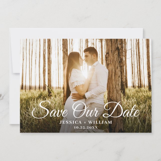 Simply Elegant 4 Photo Wedding Save The Date (Front)