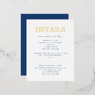 Simply Elegant Bar Mitzvah Details Card, Real Gold