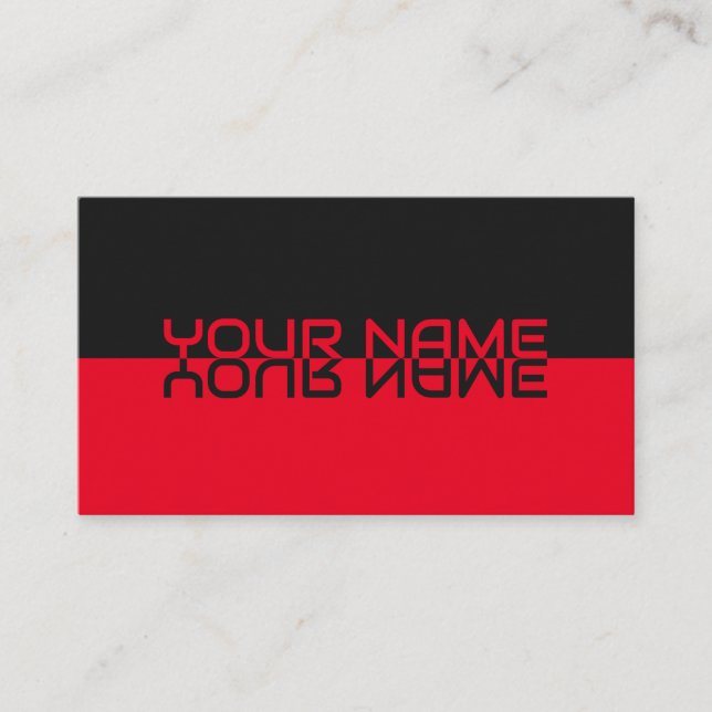 Simply elegant black and berry reflection name business card (Front)