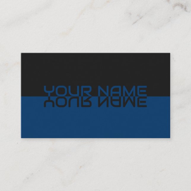 Simply elegant black and marine reflection name business card (Front)