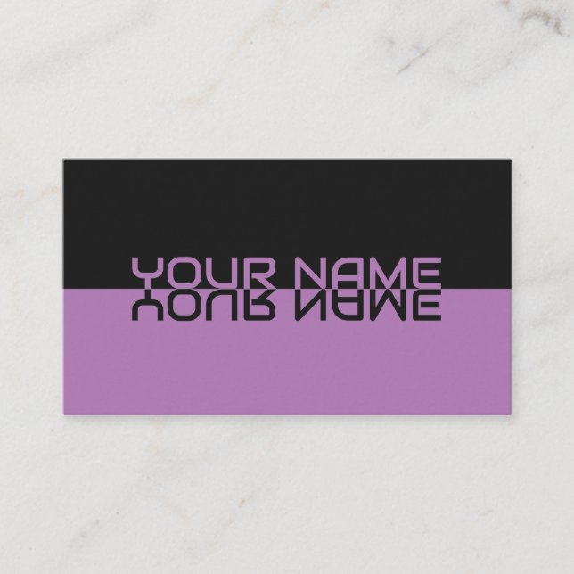 Simply elegant black and violet reflection name business card (Front)