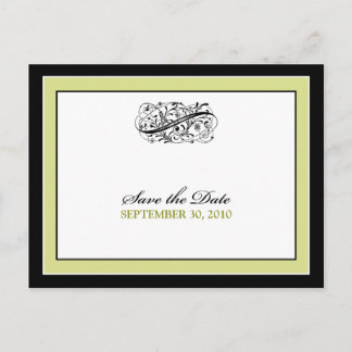 Simply Elegant Black/Lime Green Save the Date Announcement Postcard
