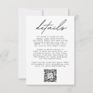 Simply Elegant Black & White Text Wedding QR CODE RSVP Card