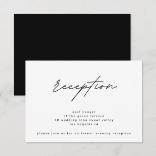 Simply Elegant Black White Wedding Reception Invit Invitation