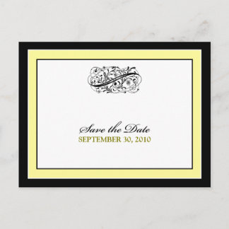 Simply Elegant Black/Yellow Save the Date Announcement Postcard