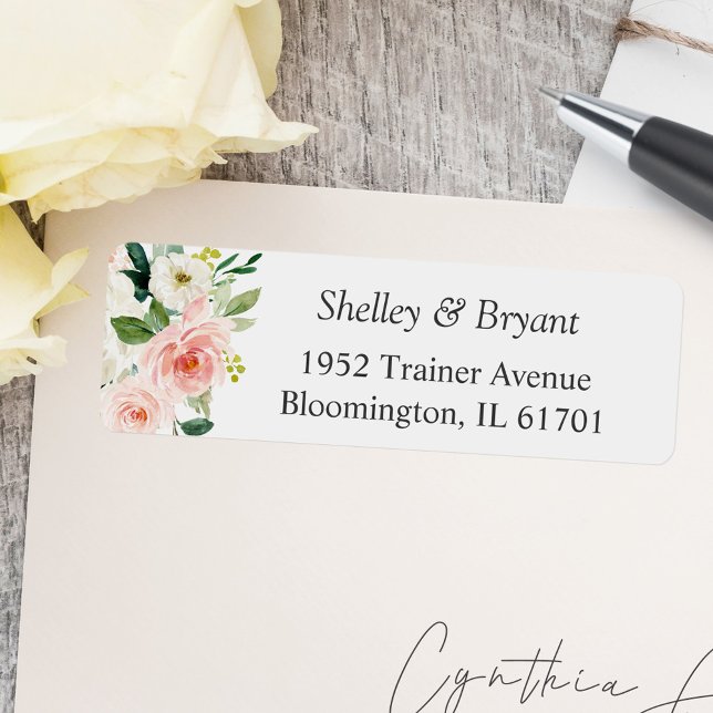 Simply Elegant Blush Pink Floral Return Address (Creator Uploaded)