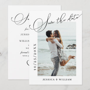 Simply Elegant Calligraphy Wedding Photo Save The Date