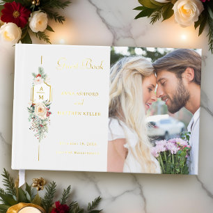 Simply Elegant Christmas Floral Monogram Guest Book