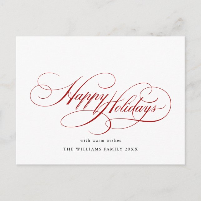 Simply Elegant Christmas Greeting Happy Holidays Postcard (Front)