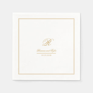 Simply Elegant Classic Gold Monogram Wedding Napkin