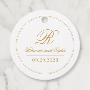 Simply Elegant Classic Gold Wedding Monogram Favour Tags