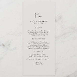 Simply Elegant Cream Wedding  Menu