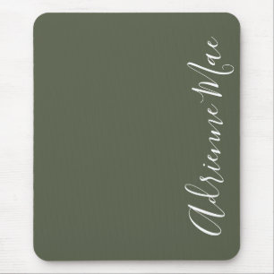 Simply Elegant Dark Chive Green Personalized Mouse Pad