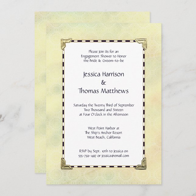 Simply Elegant Engagement Shower Or Party Invitation (Front/Back)