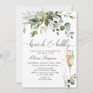 Simply Elegant Eucalyptus Brunch & Bubbly Invitation